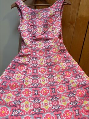 Alya Pink Multi-Color Backless Fit-and-Flare Dress